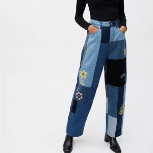 BDG High Waisted Baggy Jean Patched
